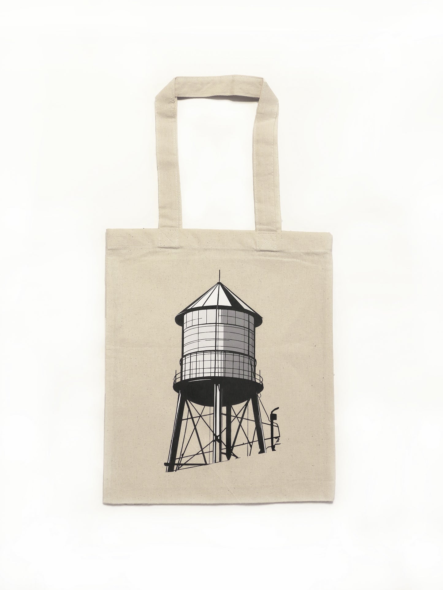 Cotton tote bag with a water tower design