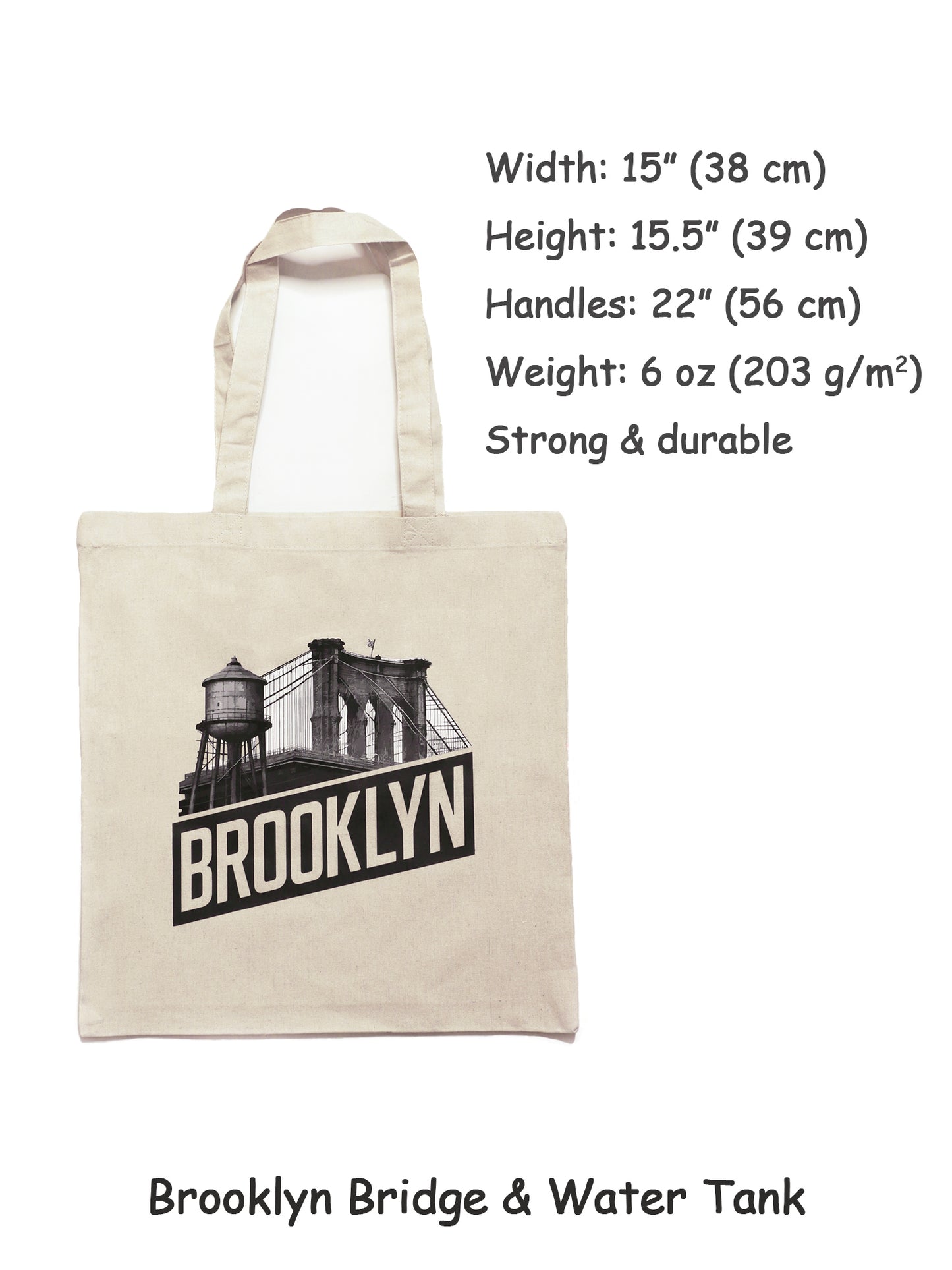 Brooklyn Bridge & water tank cotton canvas tote bag