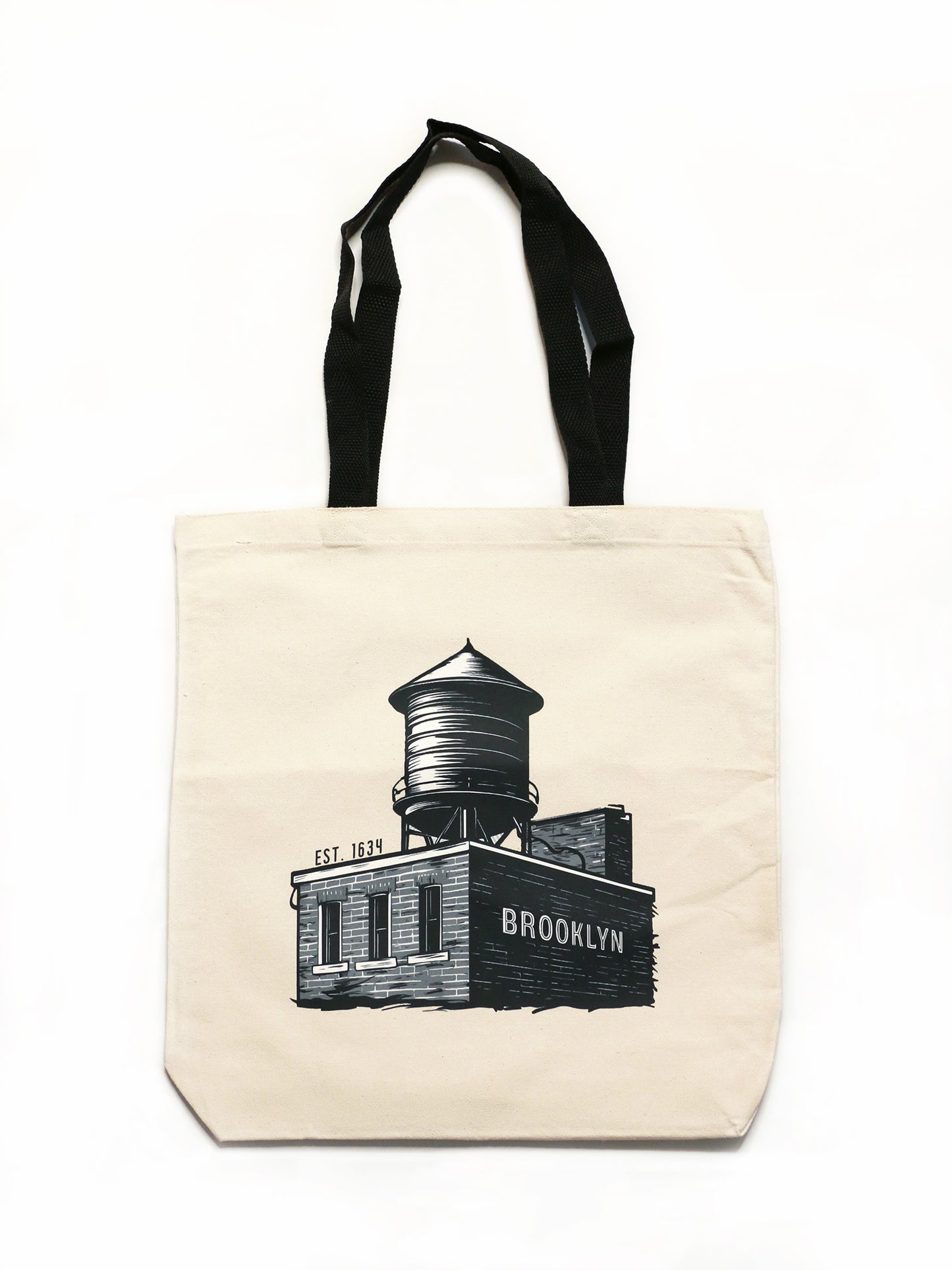 Brooklyn building cotton canvas tote bag