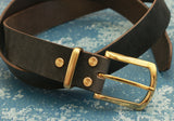 Casual leather belts with solid brass buckles 1 1/2" - gray