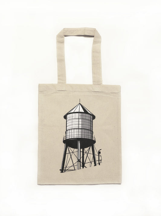 Brooklyn water tower iconic cotton canvas tote bag