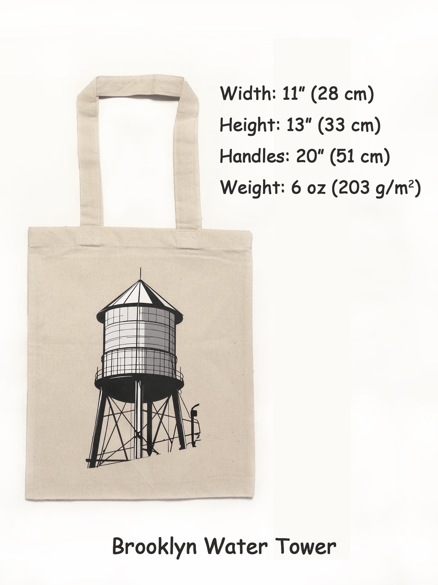 Brooklyn water tower iconic cotton canvas tote bag