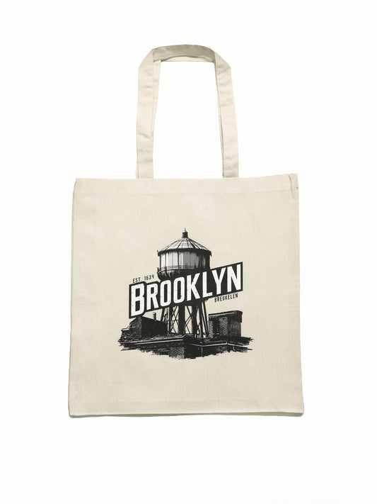 Brooklyn water tower cotton canvas tote bag