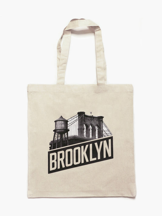 Brooklyn Bridge & water tank cotton canvas tote bag