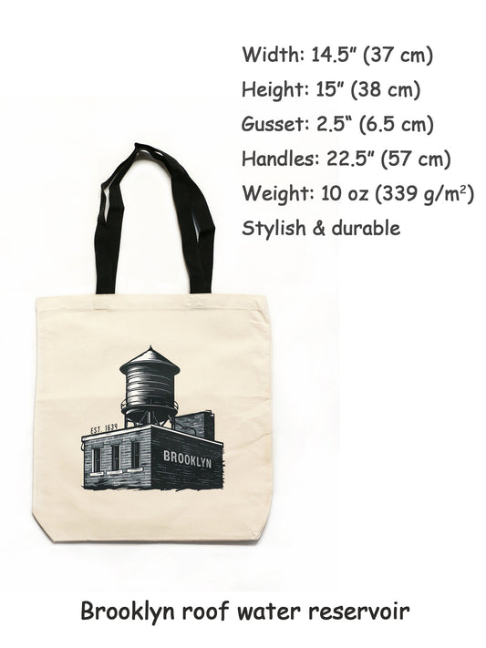 Brooklyn building cotton canvas tote bag