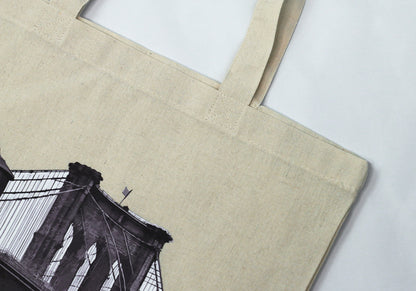 Brooklyn Bridge & water tank cotton canvas tote bag