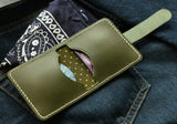 Leather condom case, condom holder with two pockets