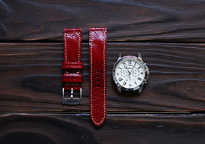 Red leather hot sale watch band