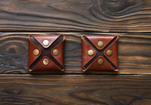 Leather coin pouch, pocket coin purse