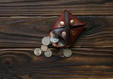 Leather coin pouch, pocket coin purse