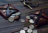 Leather coin pouch, pocket coin purse