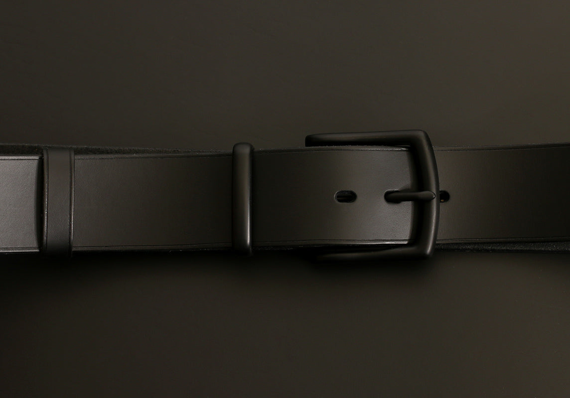 Men's casual leather belt - black on black