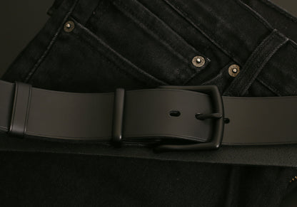 Men's casual leather belt - black on black