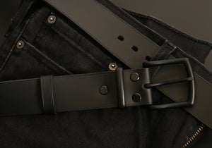 Men's casual leather belt - black on black